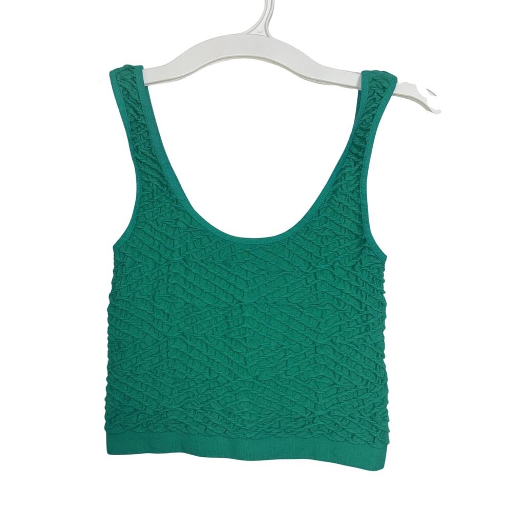 Y2K bebe Kelly Green Crinkle Knit Stretch Tank Going Out Top S Layering